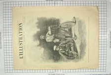 Original Old Antique Print 1900 France Transport Disabled Man Bicycle Victorian
