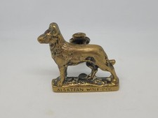 Vintage Brass Metal German Shepherd Alsatian Wolf Dog Mounted Door Knocker (A2)