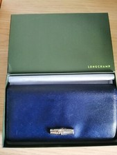LONGCHAMP  BOXED ROSEAU LEATHER PURSE/WALLET NAVY
