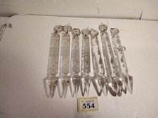 VINTAGE CHANDELIER PRISM CRYSTAL SPEARS VICTORIAN X 7 (554)