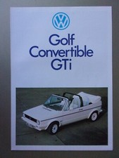 VOLKSWAGEN GOLF GTI CONVERTIBLE All White Edn orig 1983 UK Mkt Sales Brochure