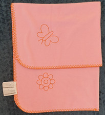 IKEA Pink Fleece Baby Blanket stitching orange flower butterfly Vitaminer Label