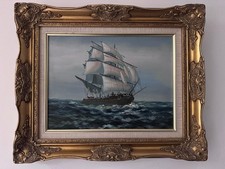 Vintage oil painting nautical