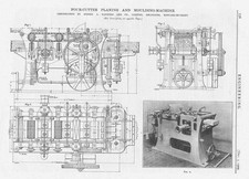 1909 Antique Engineering Print - Four Cutter Planing and Moulding Machine