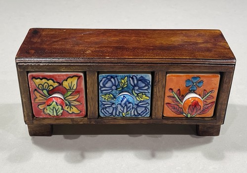 Handmade wooden chest ceramic - chest,