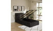 3ft End Lift Single Crushed Velvet Ottoman Storage Bed BLACK gas lift up graded