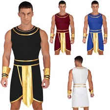 Mens Egyptian Costume Wristband Outfit Cosplay Set Roman Dress Up Adult Toga