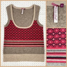 WHITE STUFF Wool FAIRISLE Knit Vest Tank Top 8 10 Sleeveless Jumper Vintage 50s