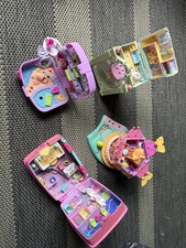 Vintage Polly Pockets x 4 One with Clock - See Photos and Description