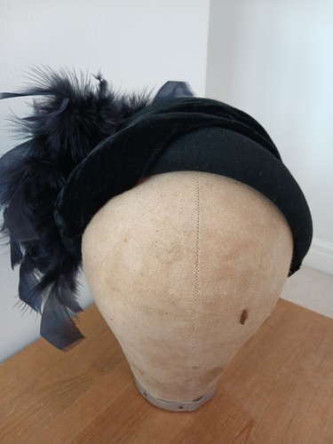 1940s 1950s black felt - black, hat