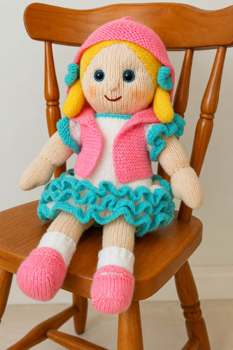 Knitting pattern rag doll - doll, dk