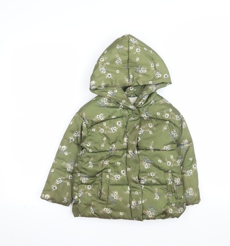 Zara girls green floral hooded - girls,