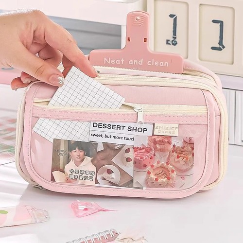 Pink pencil case - pencil, large