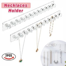 2X Acrylic Key Holder Wall Mounted Jewelry Necklace Display Rack Organizer Stand