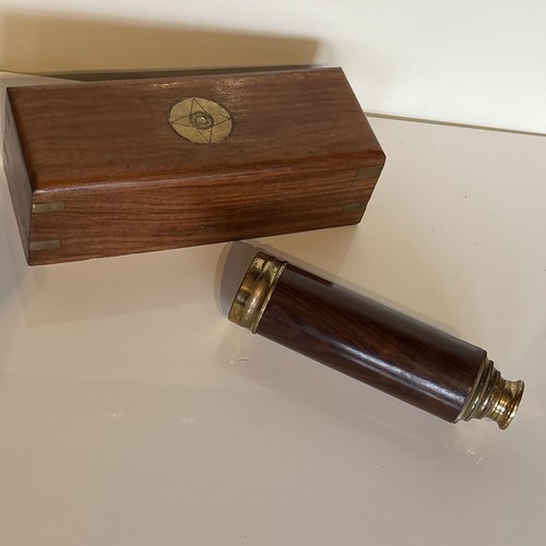 Draw brass wooden - 3-draw, spyglass