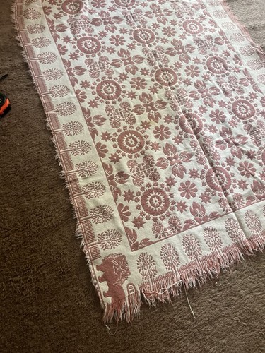 Vtg woven pink floral - vtg, tapestry