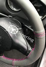 FITS VAUXHALL CORSA C GREY TWO TONE LEATHER STEERING WHEEL COVER HOT PINK STITCH