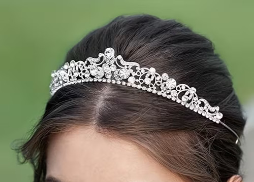 Wedding tiara silver - silver, crystal