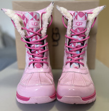 UGG Australia Butte II Patent Pink Truckee Big Girls Rain Snow Boots Size 3