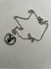Y2K Playboy Bunny Necklace Silver Tone Sparkly Pendant Charm Jewellery