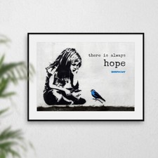 Banksy Girl With Bluebird Wall Art Quote Print Graffiti Picture Artwork Poster