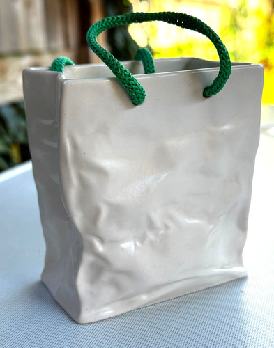 Sylvac paper bag vase planter - paper,