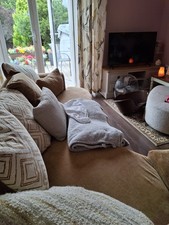 Semi Circle Soda, 8 Big Cushions,4 Smaller Cushions All in Camel Colour Good .