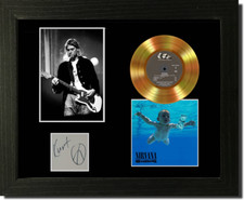 NIRVANA NEVERMIND Kurt replica Signed Mini Record Style CD Mounted Display C