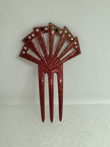 Antique hair comb red mantilla - antique,
