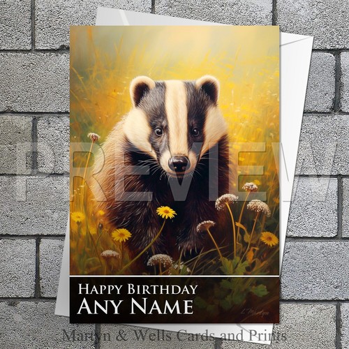 Badger birthday card - , or