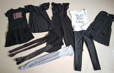 Girls Black Sparkle Clothing Bundle Age 7-8 Years,dresses,playsuit,tops,tights