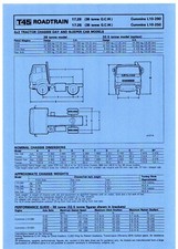 Leyland T45 Roadtrain 17.25 17.29 Tractor Specifications c1985-1986 UK Brochure