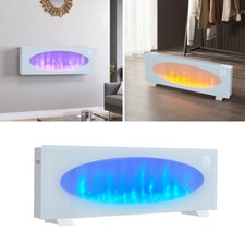White Freestand 43inch Wall Mounted Electric Fireplace Heater LED 7 Colour Fire