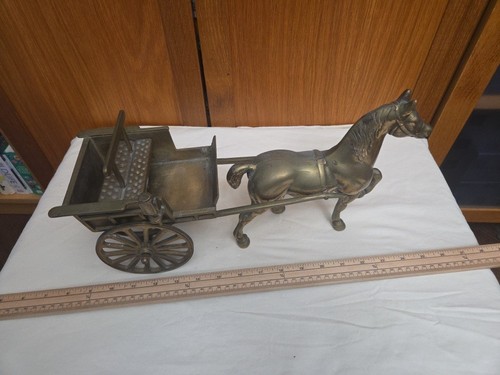 Vintage brass horse and cart - vintage,