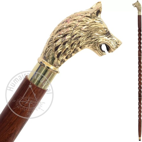 Antique brass wolf - wolf, head