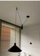 Black Metal Industrial Pendant Light with adjustable Weighted Pulley Made.com