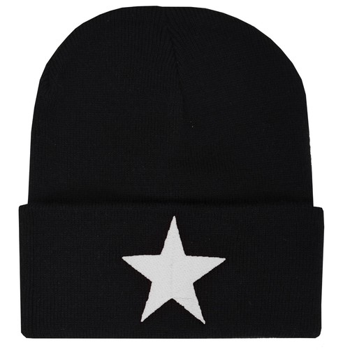 White star knitted beanie hat - star,