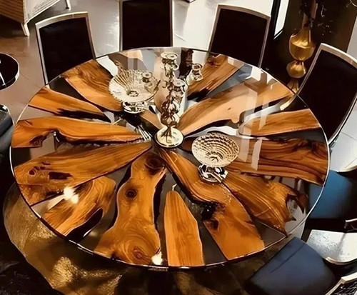 Round clear epoxy coffee table - clear,