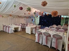 28 DUSKY DUSTY VINTAGE PINK WEDDING VENUE RECEPTION DECORATION CHAIR TIES SASHES