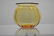 Whitefriars Amber Harry Powell Ribbed Glass Vase C1890