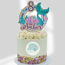 Mermaid Cake Topper Personalised Custom Under the Sea Birthday non shed Glitter