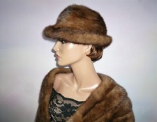 Vintage Real Mink Fur Hat for Coat Jacket Chestnut Brown Vison Norka Nerz M - L