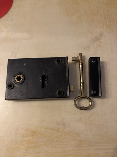 Vintage metal door rim lock - vintage,