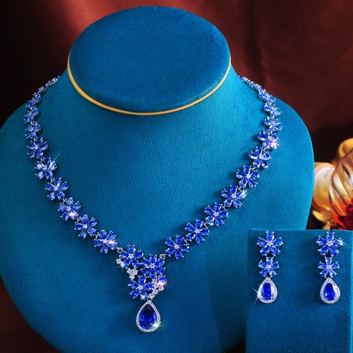 Blue tanzanite flower drop - blue,
