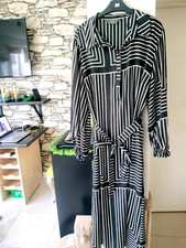 Ladies black white maxi shirt dress size 20 new