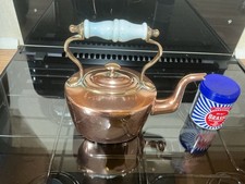 Sweet Small Smart Vintage Antique Copper Kettle ceramic handle Height 20cm   8 "