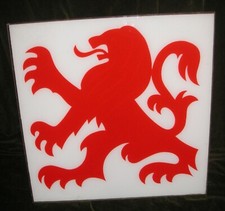 Large Acrylic English RED LION RAMPANT Pub Sign Lamp Panel Home Bar 64cm Square