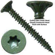 CEMENT BOARD SCREWS: Sharp Point Screw, Star/Torx Drive, Ceramic Coated Screws