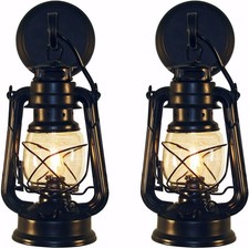 Rustic Wall Sconce Lantern Set
