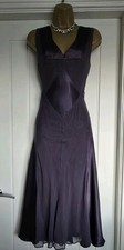 Phase Eight Purple Lola 1920s 1930s Art Deco Silk Cocktail Dress Size 18